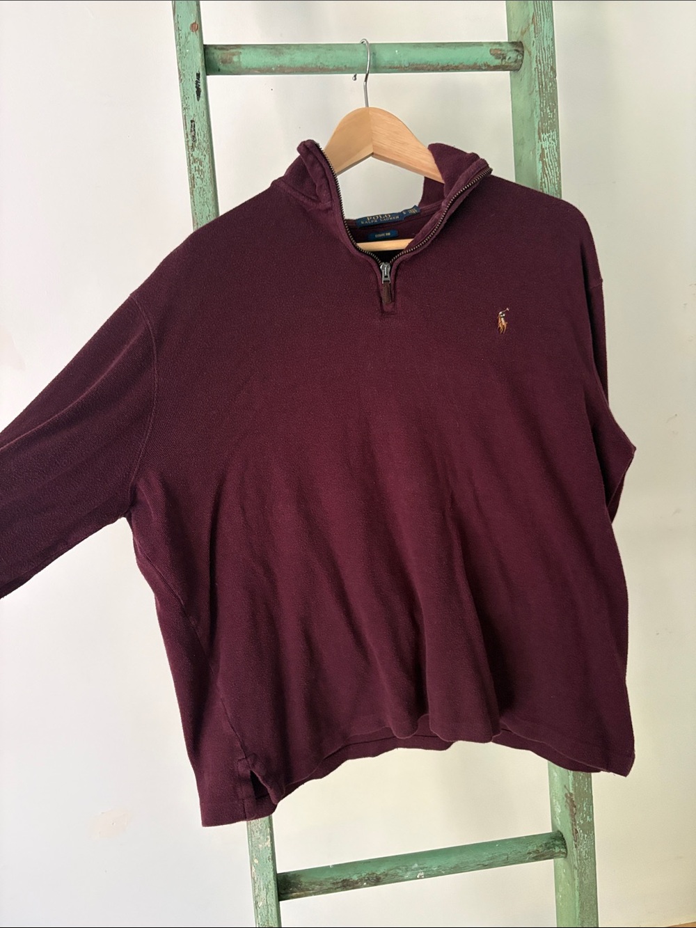 Ralph Lauren Burgundy Half-Zip Hoodie Sweater